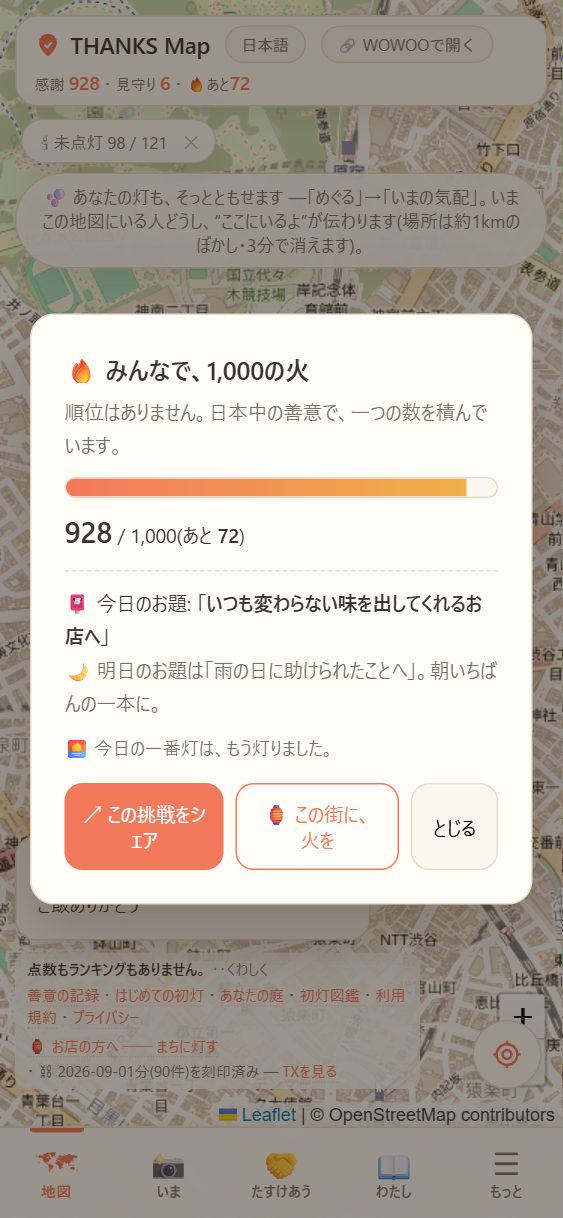 1,000の火の窓。