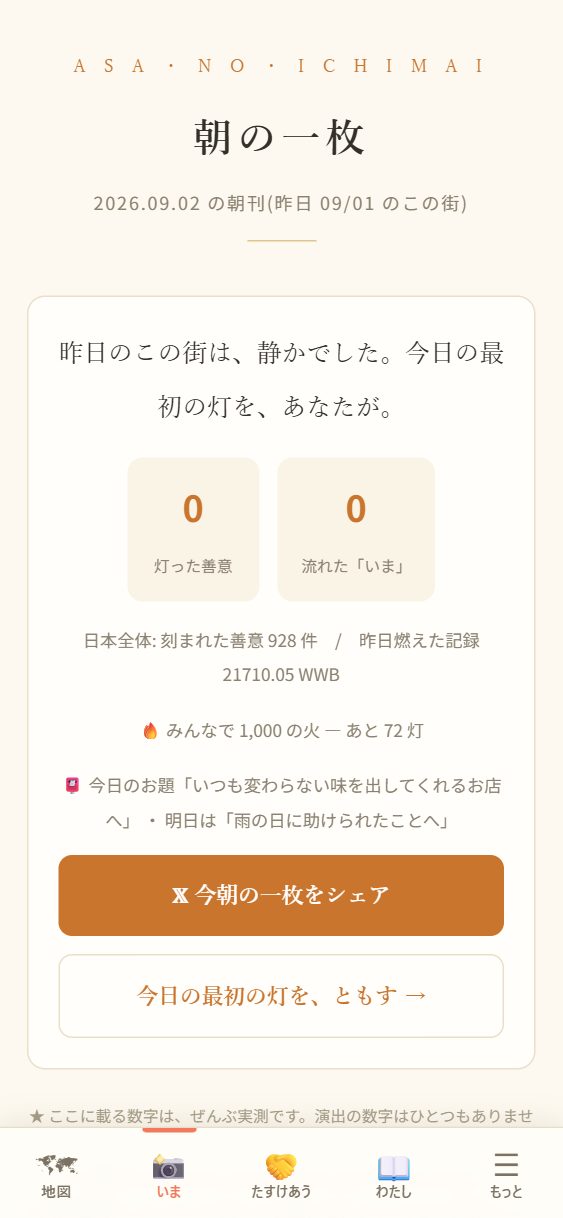 朝の一枚の頁。