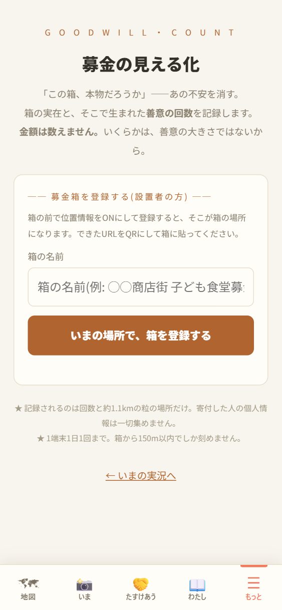 🪙 募金の見える化の頁。
