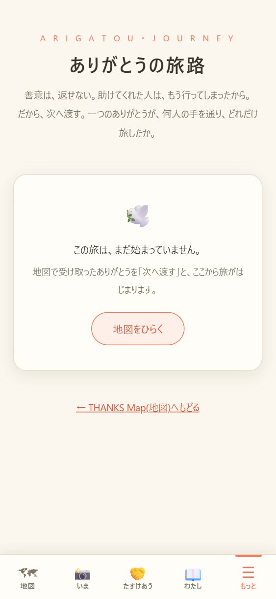 ありがとうの旅路の頁。