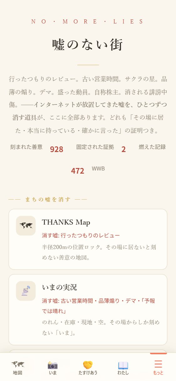 🧭 嘘のない街(道具箱)の頁。